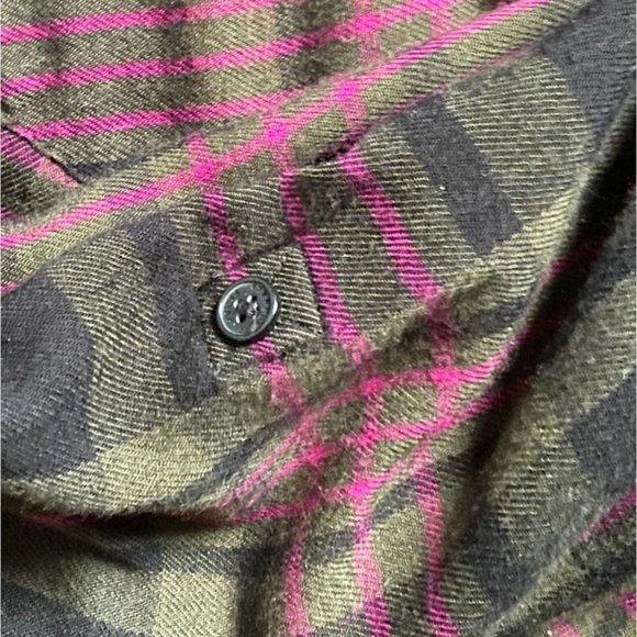 Express Womens Plaid Flannel Shirt-Multicolor-Size Large-GUC - Picture 7 of 8